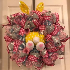 Homemade Easter Bunny Butt and Ears Wreath